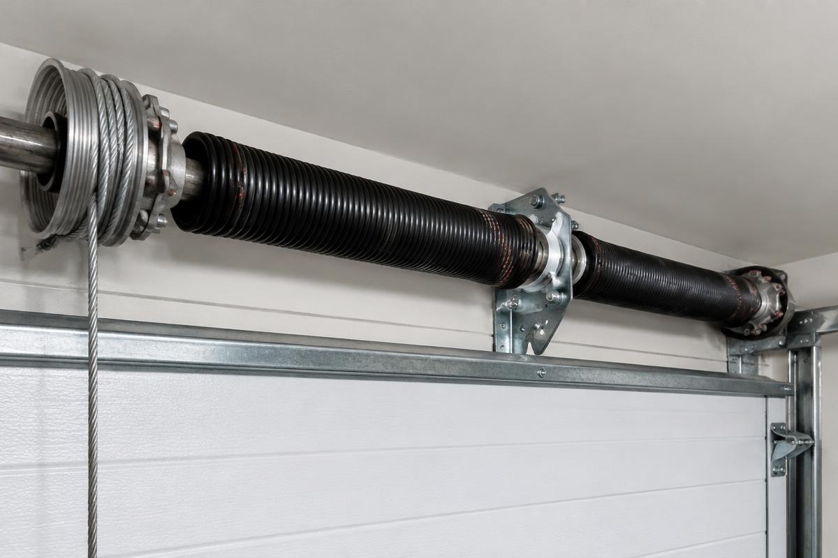 Illustration of a garage door torsion spring assembly